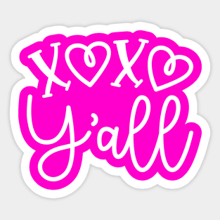 XOXO Y'all Hugs and Kisses Valentines Day Cute Sticker